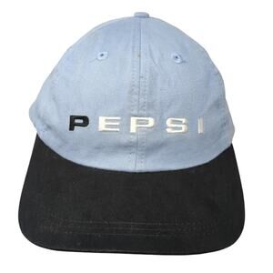 Pepsi Strapback Baseball Cap Blue One Size Adjustable Embroidered Vented Holes